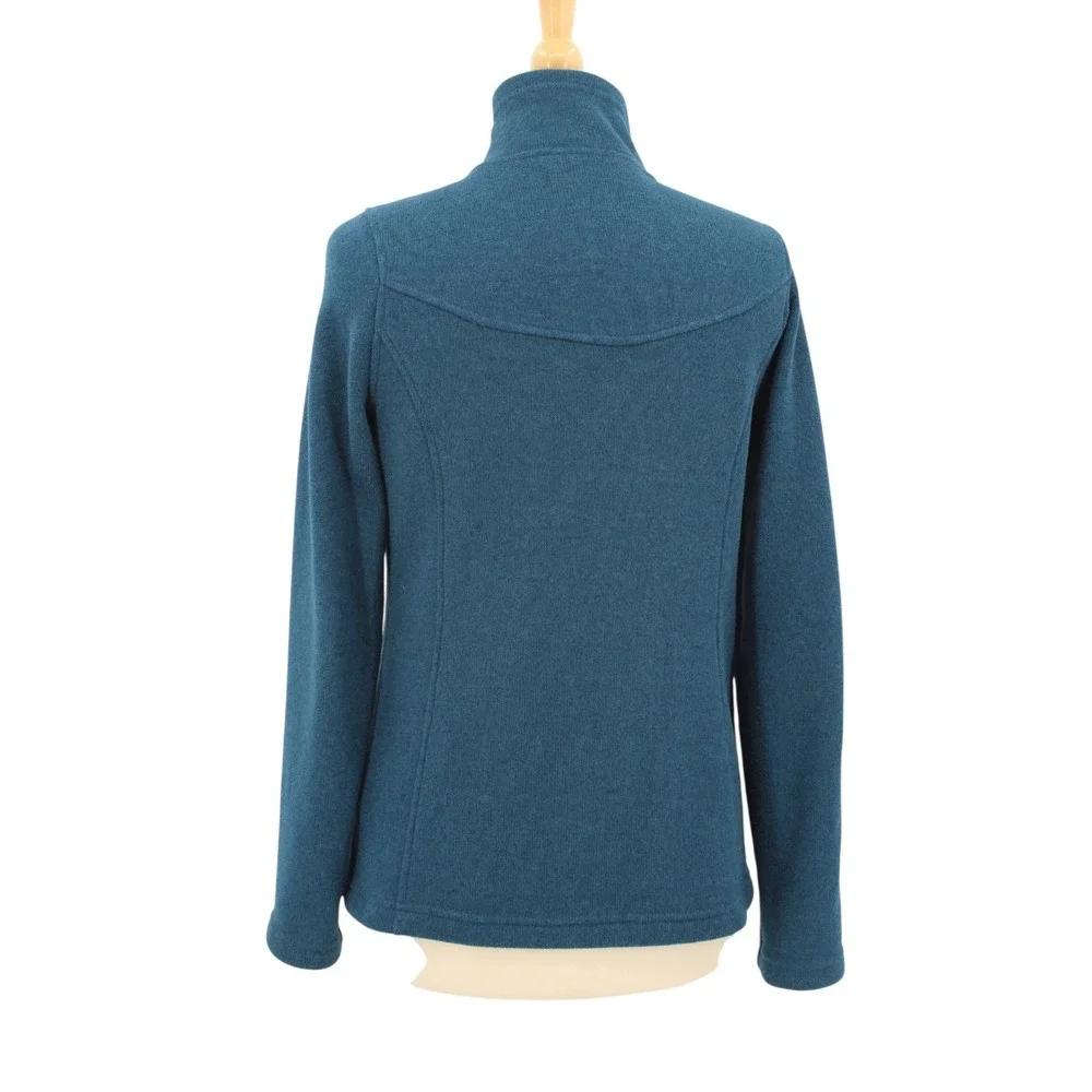 The North Face Knit Fleece Full Zip Jacket Womens Medium Teal Blue Logo NF0A2RFH
